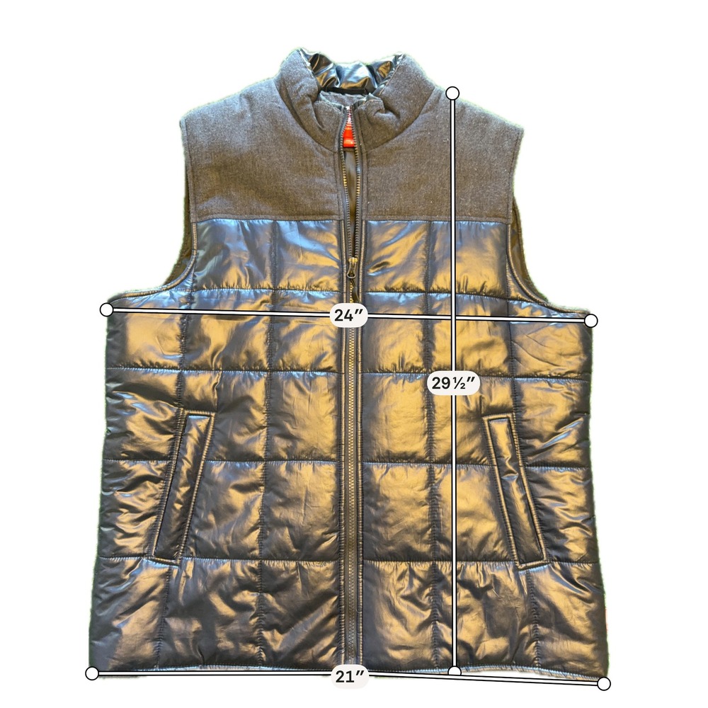 Coleman Puffer Vest Mens Large Navy Blue Good Mixed Media Quilted Full Zip - Picture 2 of 10